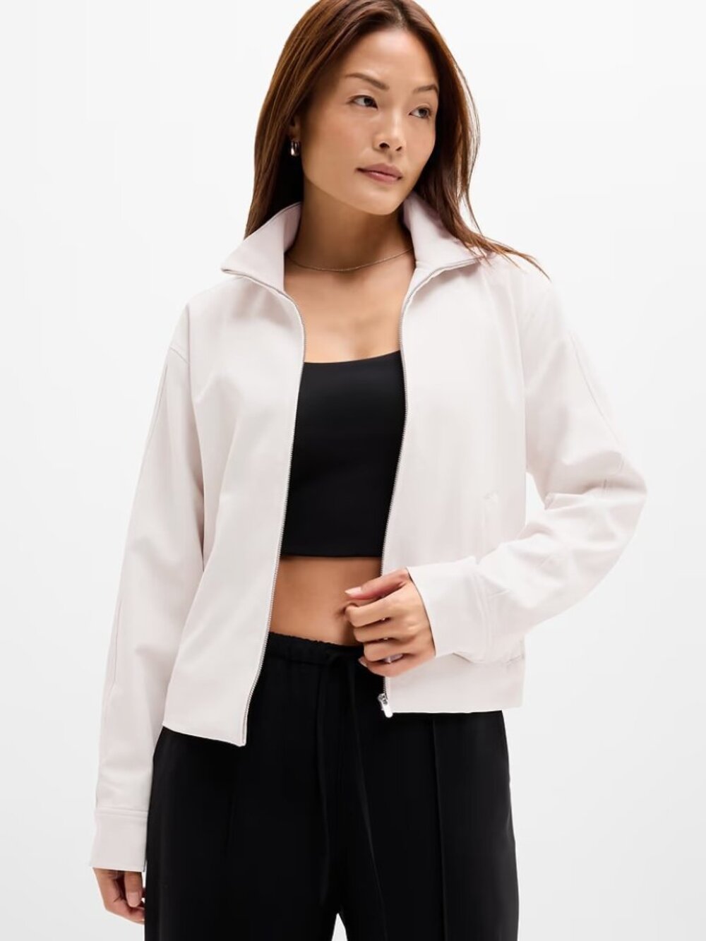 New Athleta M Endless Bomber Jacket 2.0 Bone White Medium Regular